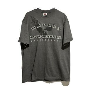 Hanes Beefy Mens T-Shirt XL Black Harley Davidson Graphic Short Sleeve Crew Neck